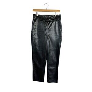 7 For All Mankind Womens Faux Leather Slim Straight Pants Black Sz Medium Casual
